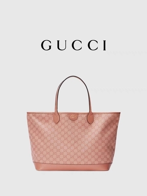 ผ้าใบสีชมพู Gucci Ophidia GG กระเป๋าสะพายขนาดกลางสำหรับการเดินทางเพื่อธุรกิจ