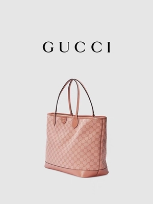 ผ้าใบสีชมพู Gucci Ophidia GG กระเป๋าสะพายขนาดกลางสำหรับการเดินทางเพื่อธุรกิจ