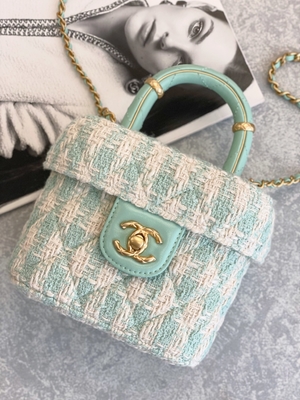 Girls Monogram Mini Designer Purses Chanel Mini Box Bag สีเขียว สีชมพู
