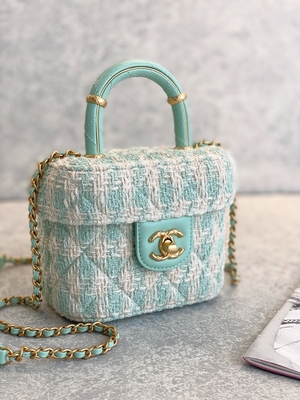 Girls Monogram Mini Designer Purses Chanel Mini Box Bag สีเขียว สีชมพู
