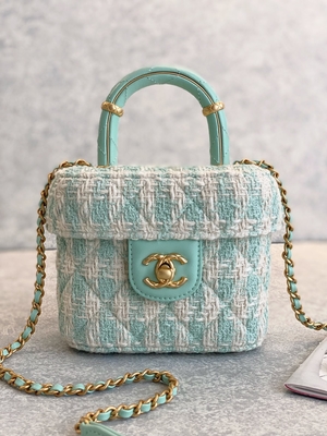 Girls Monogram Mini Designer Purses Chanel Mini Box Bag สีเขียว สีชมพู