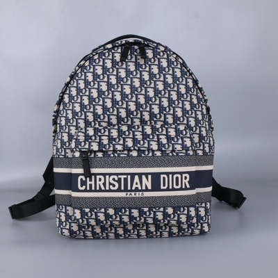 กระเป๋าสะพายหลัง Diortravel ขนาดเล็กสีน้ำเงิน Dior Oblique Jacquard