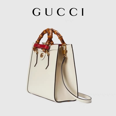 กระเป๋าแบรนด์ Gucci Princess Diana แบบกำหนดเองสีขาวมันวาว