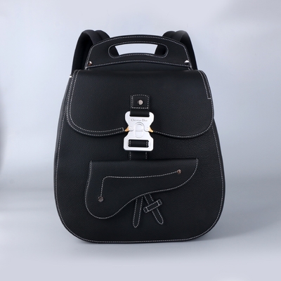 Men Essentials Christian Dior Gallop Backpack หนังเกรนสีดำ Calf