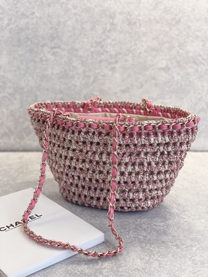 กระเป๋าสะพายยี่ห้อ Cusomised 22P Chanel Straw Raffia Bag PU