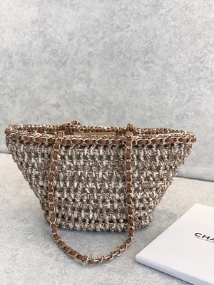 กระเป๋าสะพายยี่ห้อ Cusomised 22P Chanel Straw Raffia Bag PU