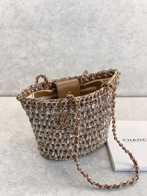 กระเป๋าสะพายยี่ห้อ Cusomised 22P Chanel Straw Raffia Bag PU