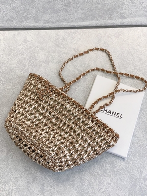 กระเป๋าสะพายยี่ห้อ Cusomised 22P Chanel Straw Raffia Bag PU