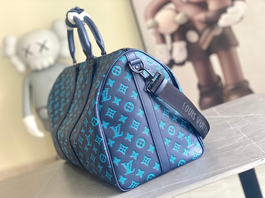 กระเป๋าบุรุษแบรนด์ใหญ่ Keepall BANDOULIÈRE 50 Blue Boston Bags