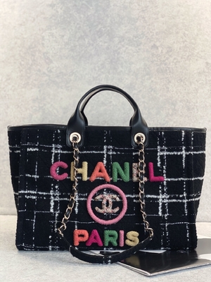Chanel 2022 Sotheby's Custom Branded Bags Tweed Beach Bag FW Rainbow Tote