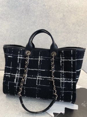 Chanel 2022 Sotheby's Custom Branded Bags Tweed Beach Bag FW Rainbow Tote