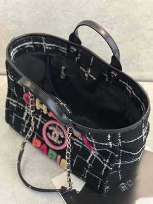 Chanel 2022 Sotheby's Custom Branded Bags Tweed Beach Bag FW Rainbow Tote