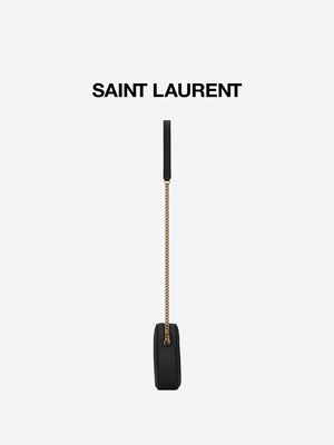 กระเป๋า Messenger หนังลายนูนลายนูน YSL Vinyle Round Camera Bag V Quilted