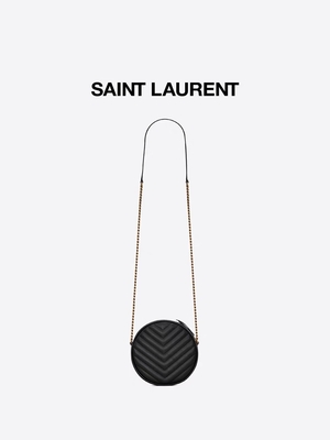 กระเป๋า Messenger หนังลายนูนลายนูน YSL Vinyle Round Camera Bag V Quilted